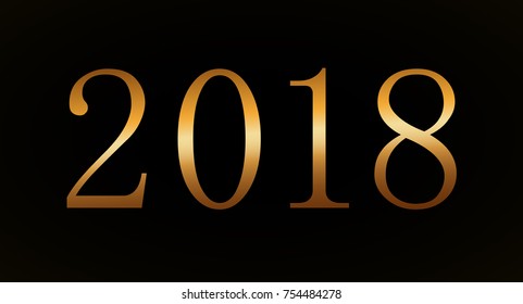 Happy New Year golden numbers. Gold numbers 2018 on black background. Christmas and New Year design. Symbol of holiday, celebration. Luxury golden texture. Vector illustration