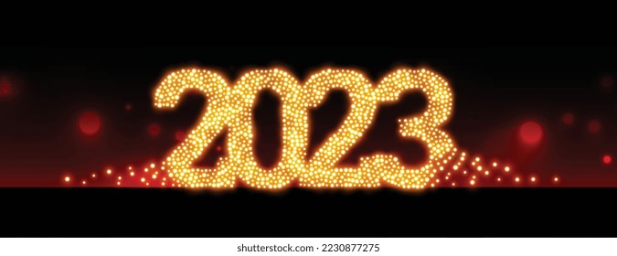 happy new year golden sparkle 2023 text banner vector 