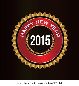 Happy New Year Good Luck seal in Golden and red colors. With space for your own text. Vector design