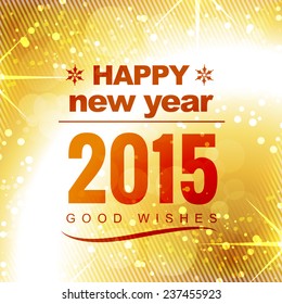 happy new year good wishes in golden shiny background with stars and circles