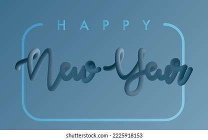 happy new year gradient 3d poster vector background blue shades