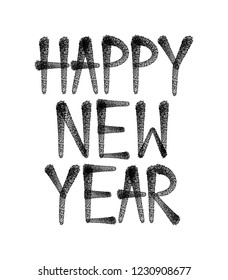 Happy new year graffiti hand lettering, isolated on white background. Vector illustration EPS 10