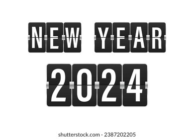 Happy new year. Graphic design editable for your design. Countdown scoreboard numbers. Flip clock numbers. Numbers in flip clock and countdown counter style. Counter mockup. Vector illustration