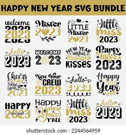 Happy New Year, New Year Graphic SVG Bundle, God will Make a way, Happy New You, Feliz Anos Nuevos, Vector Year Graphics, Text, Black and White, New Years Eve Party png