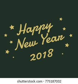 Happy new year greating text vector illustration, with star & line