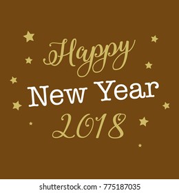 Happy new year greating text vector illustration, with star & line