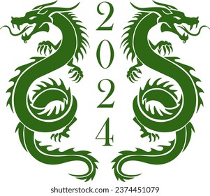 Happy New Year. Year of the Green Dragon. Christmas. Dragon.