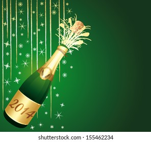Happy New Year ! Green and gold festive vector background.