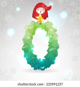Happy New Year, Green numbers, Zero and dwarf, vector.