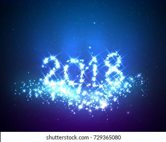 Happy New Year Greeting Background With Shine And Lights, vector
