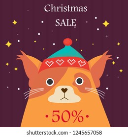 happy new year greeting card with cat