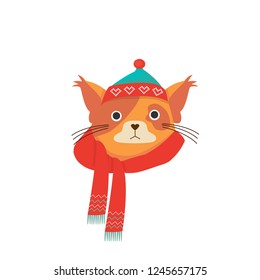 happy new year greeting card with cat