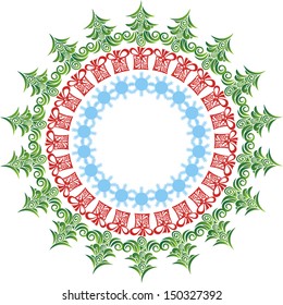 Happy new year greeting card round pattern design element vector illustration