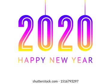 Happy New Year greeting card design 2020. Chinese year of rat, vector illustration 10eps