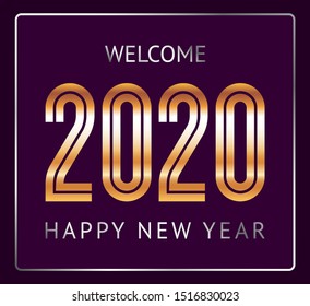 Happy New Year greeting card design 2020. Chinese year of rat, vector illustration 10eps