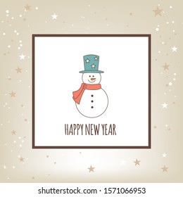 Happy New Year greeting card with Snowman 