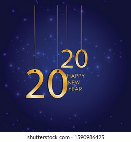 Happy New Year greeting card, 2020 Happy New Year background, Vector illustration