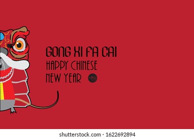 Happy New Year Greeting Card. Gong Xi Fa Cai. Year Of Rat. Happy New Year 2020