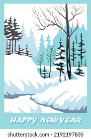 Happy New Year greeting card. Vector art illustration