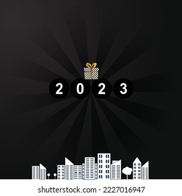 Happy new year greeting card and wishing card design for print and digital