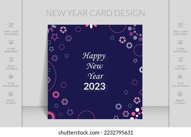 Happy new year greeting card design background. 