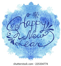 Happy New Year  Greeting Card. Vector watercolor