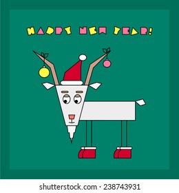 happy new year greeting card with goat