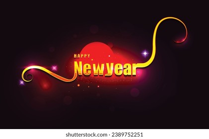 Happy New Year Greeting Card, Banner, Poster. Vector Illustration.