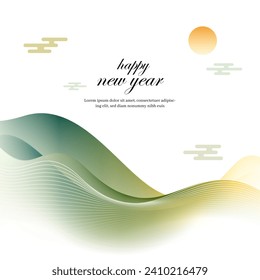 Happy New Year greeting card with abstract wavy background. korean tradition.
