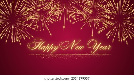 happy new year greeting card with firework. vector illustrator