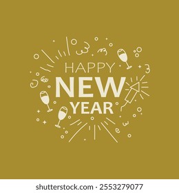 Happy New year greeting card design 