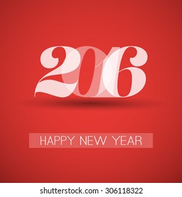 Happy New Year Greeting Card, Creative Design Template - 2016