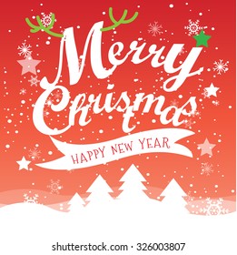 Happy New Year Greeting Card. Happy New Year lettering Vector Illustration.