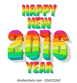 Happy new year greeting card with colorful 3D blocks