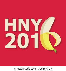 happy new year greeting card 2016, year of the monkey