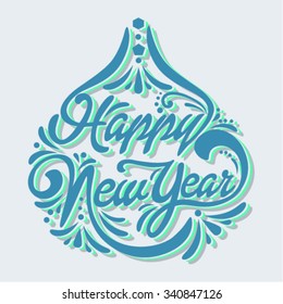 Happy New Year greeting card. Vector illustration. 