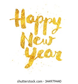 Happy New Year greeting card with gold texture - No mesh -  EPS10