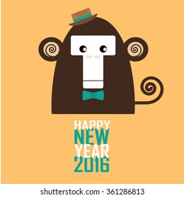 happy new year greeting card with monkey for Chinese new year