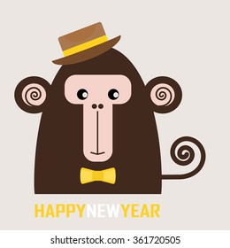 happy new year greeting card with monkey for Chinese new year/ Chinese New Year (Lunar New Year)