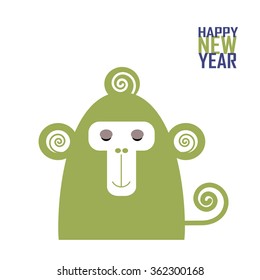 happy new year greeting card with monkey for Chinese new year/ Chinese New Year (Lunar New Year)