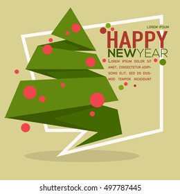 happy new year greeting card with abstract image of Christmas tree and place for text