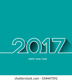 Happy New Year Greeting Card with 2017 number outline-Vector Illustration