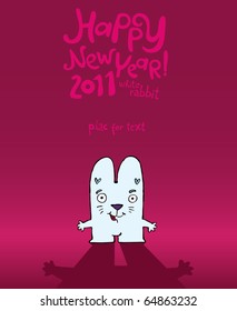 Happy New Year greeting card 2011 white rabbit
