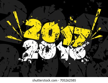 Happy New Year greeting card with abstract paper cut shapes on background. Background for your Seasonal Flyers and Greetings Card Vector illustration.