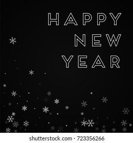 Happy New Year greeting card. Sparse snowfall background. Sparse snowfall on red background. Graceful vector illustration.