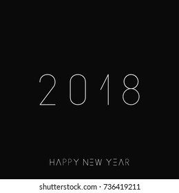Happy new year greeting card with creative font - minimal design. 2018 background.