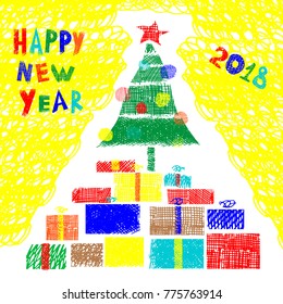 Happy New Year greeting card design.