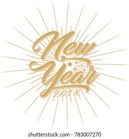 Happy New Year greeting card. Vector illustration. 