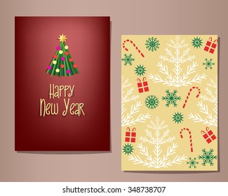 Happy New Year greeting cards set.