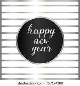 happy new year greeting cards in black, silver and white, vector silver gradient background. Abstract pattern illustration, social media wallpaper.